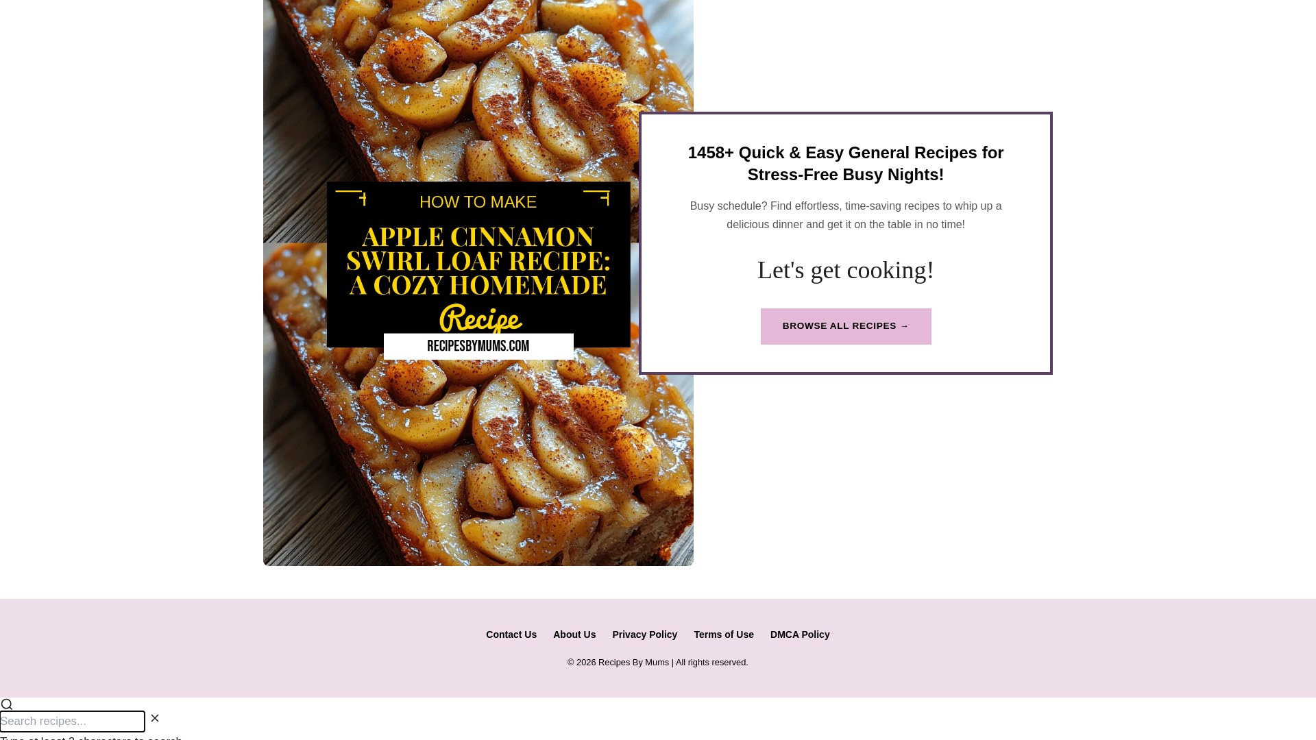 website screenshot of https://recipesbymums.pages.dev/