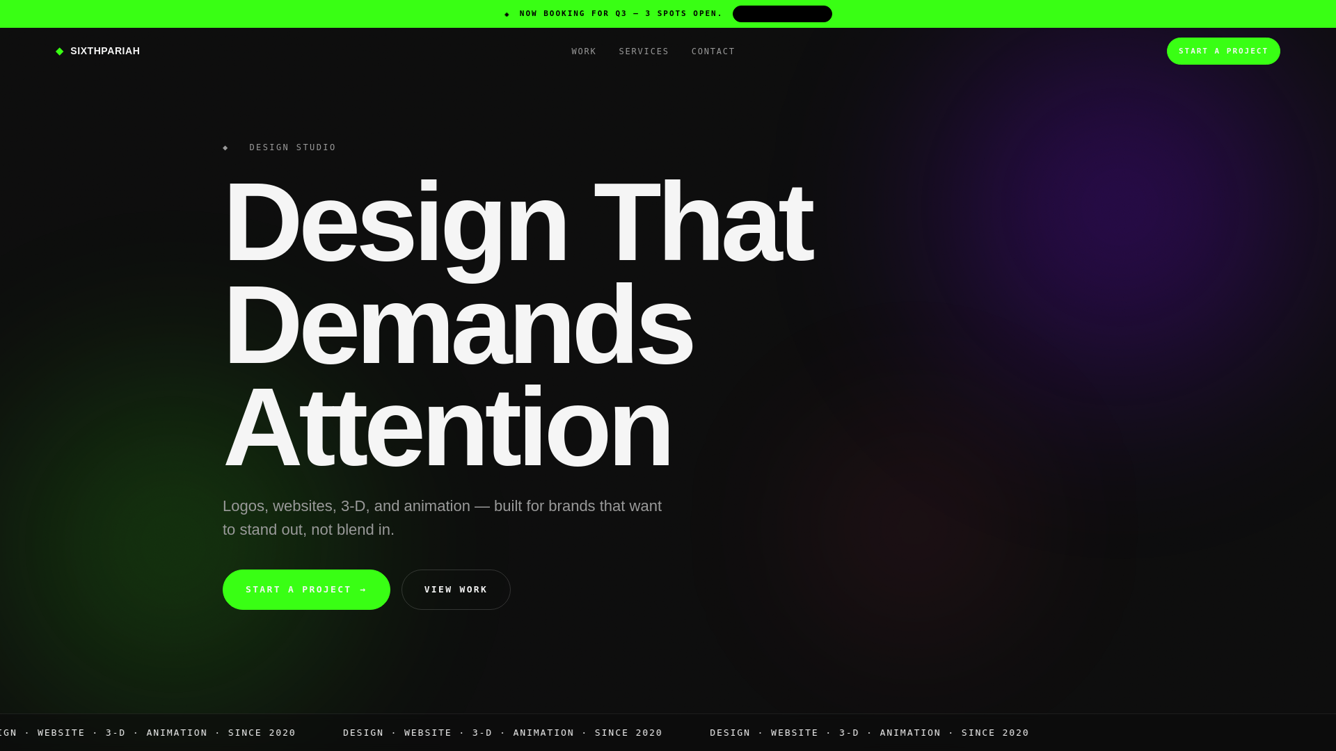 website screenshot of https://sixpariah.com/