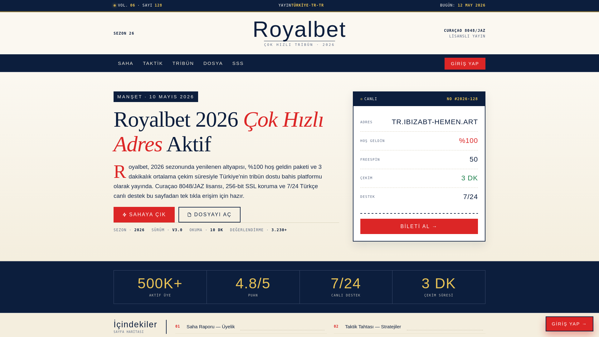 website screenshot of https://giris.royalbets.icu/