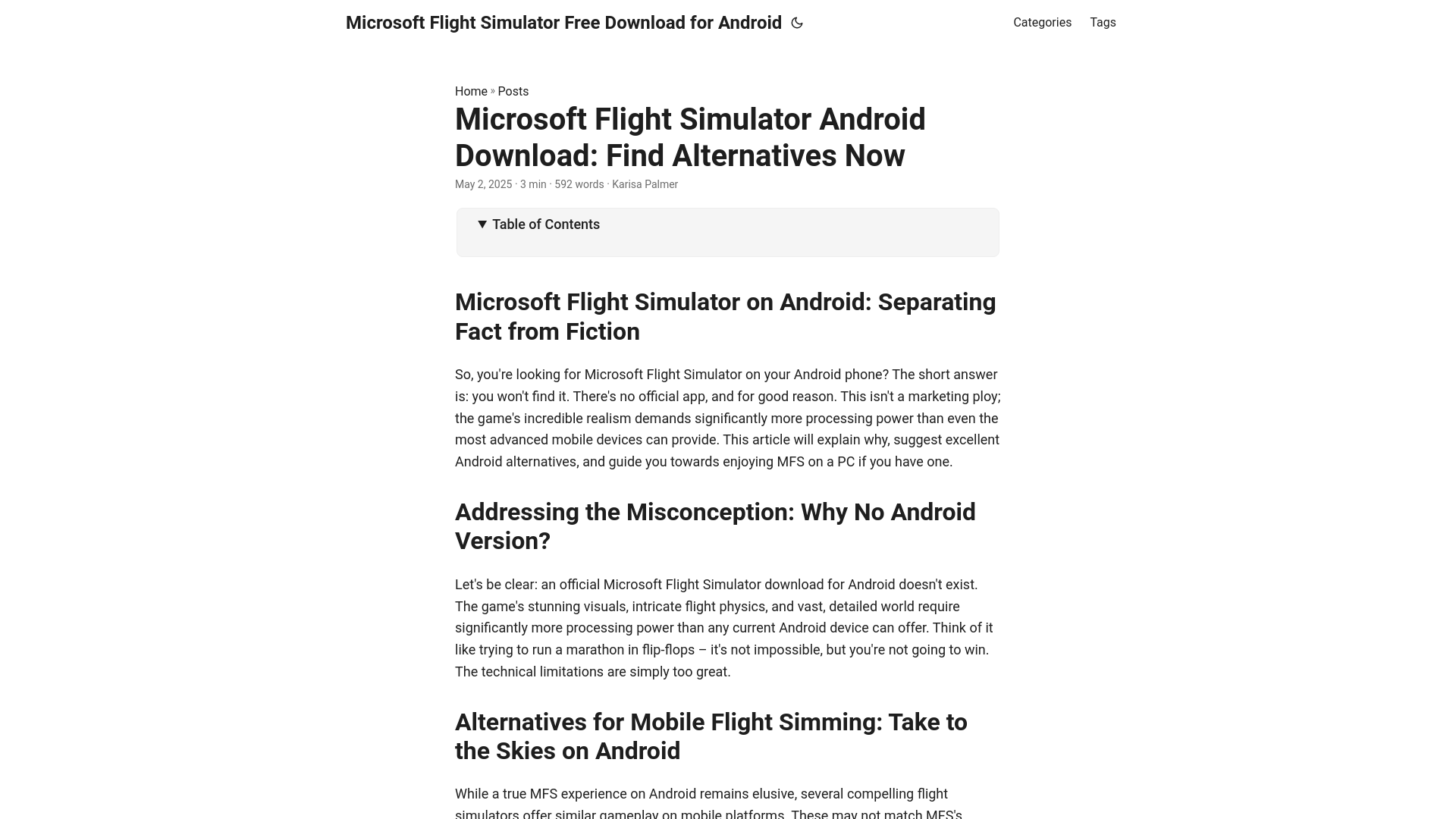 website screenshot of https://microsoft-flight-simulator-free-download-for-andro.pages.dev