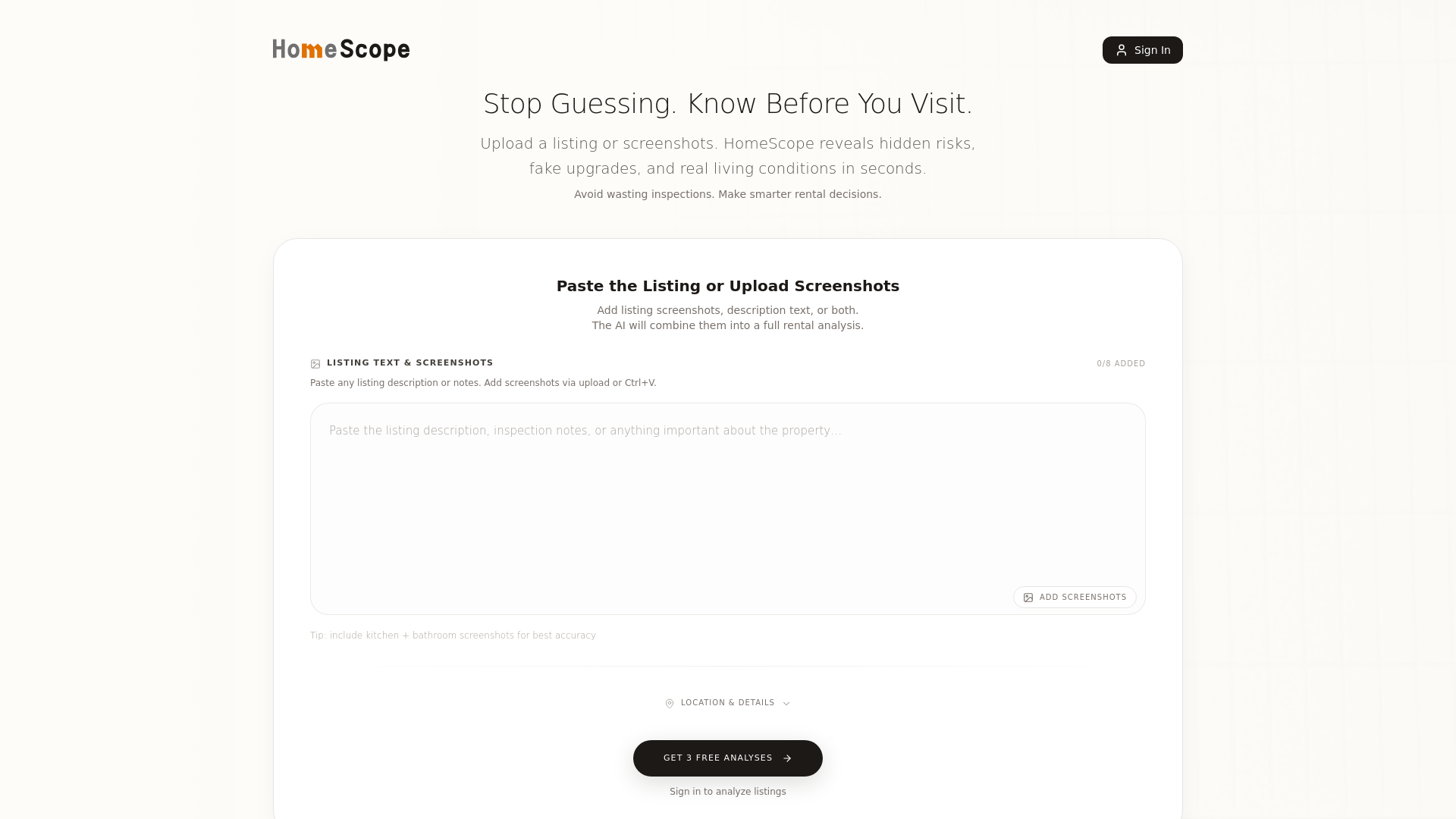 website screenshot of https://tryhomescope.com/