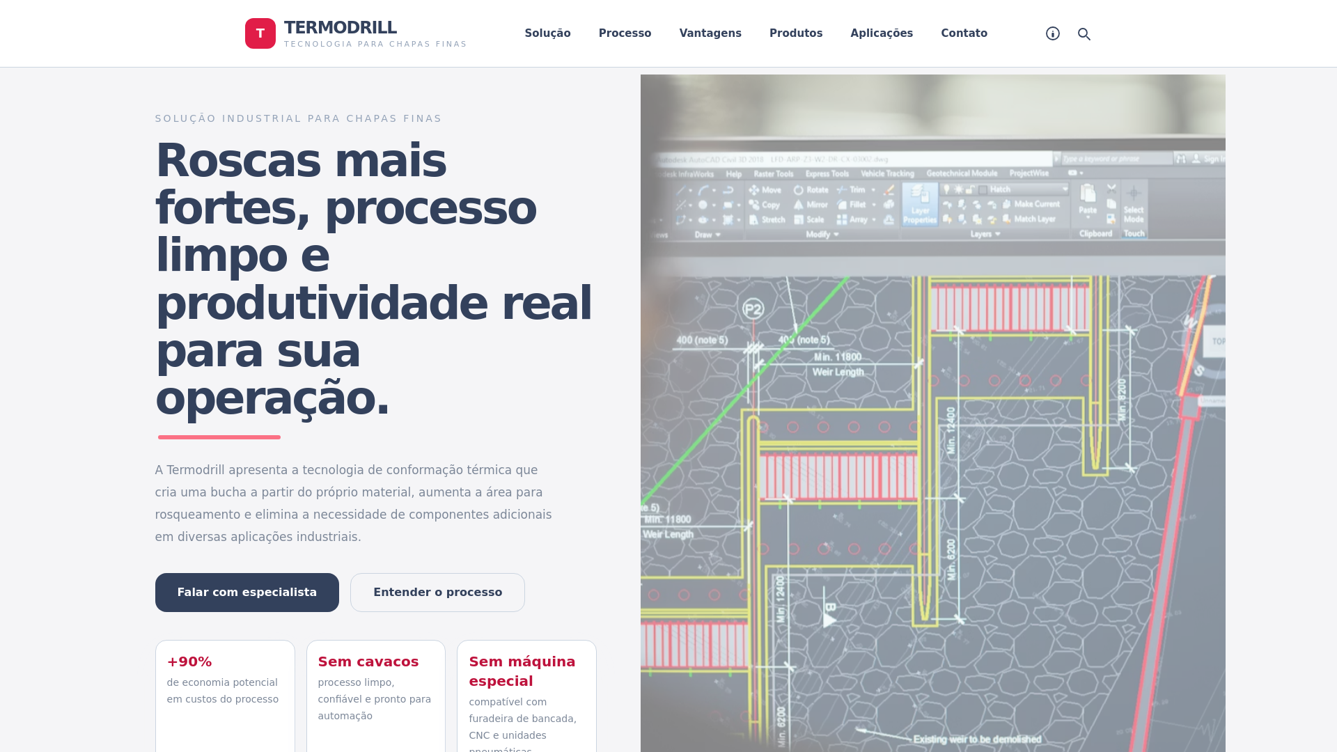 website screenshot of https://termodrill.com.br