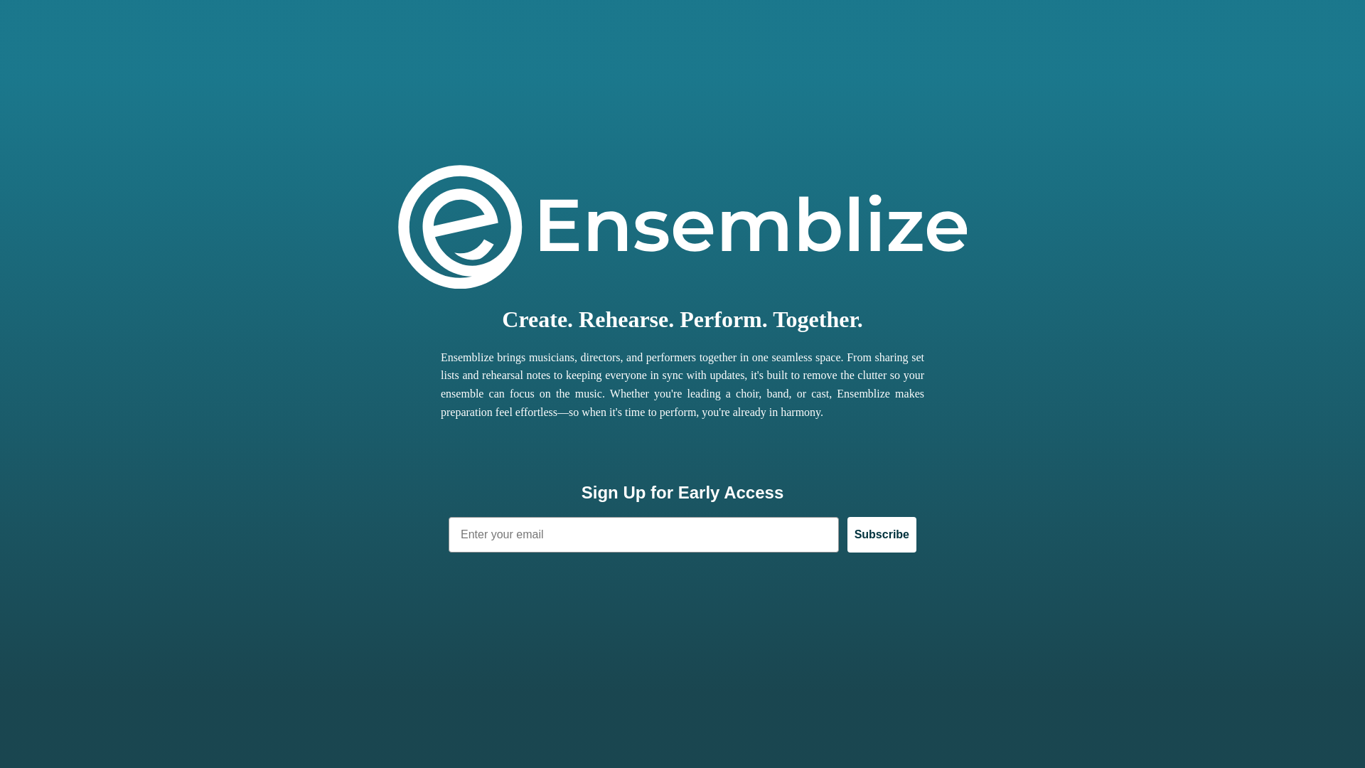 website screenshot of https://ensemblize.com/