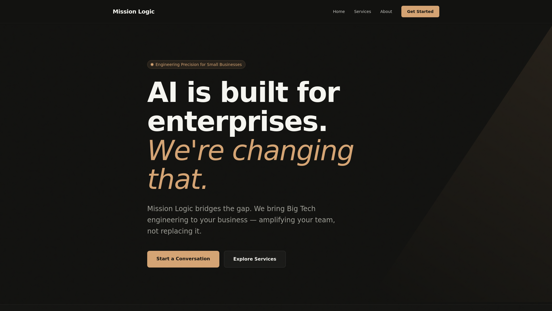 website screenshot of https://mission-logic.com/