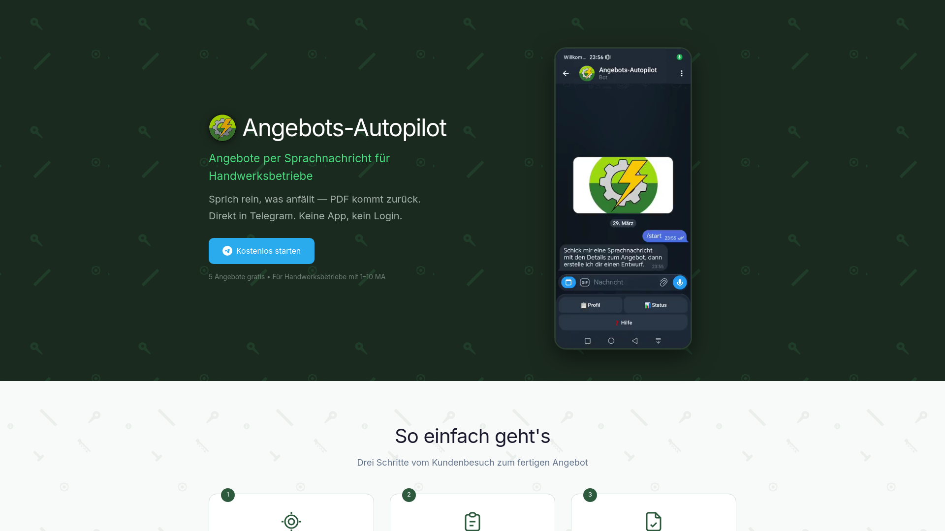 website screenshot of https://angebots-autopilot.de