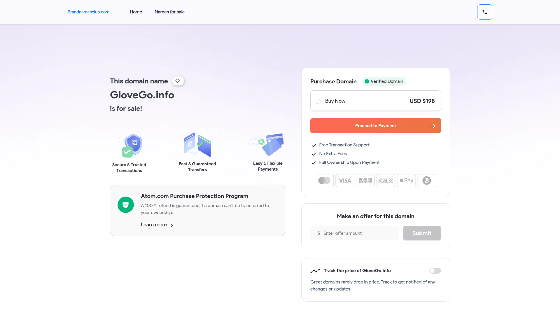 website screenshot of https://glovego.info/