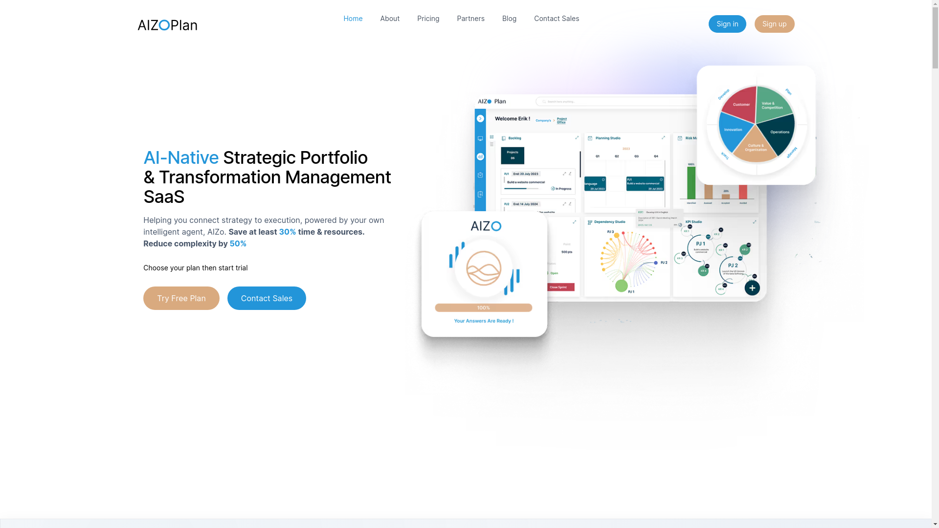 website screenshot of https://aizoplan-landing-page.pages.dev/