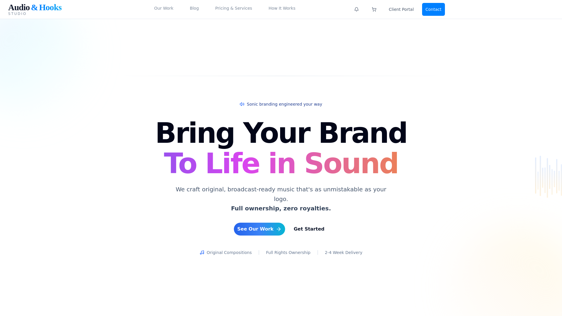 website screenshot of https://audiohooksstudio.com