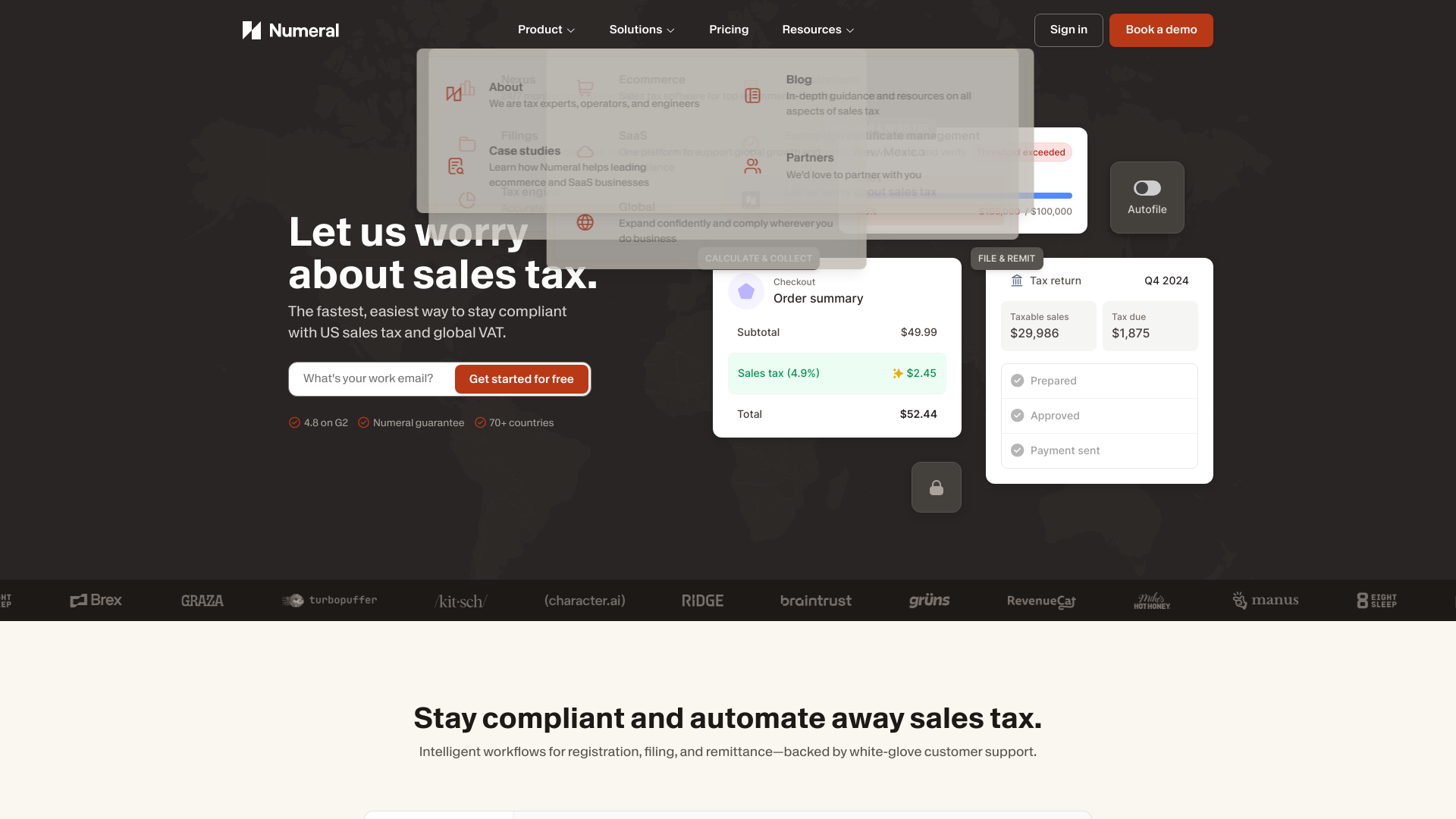 website screenshot of https://startnumeral.co/