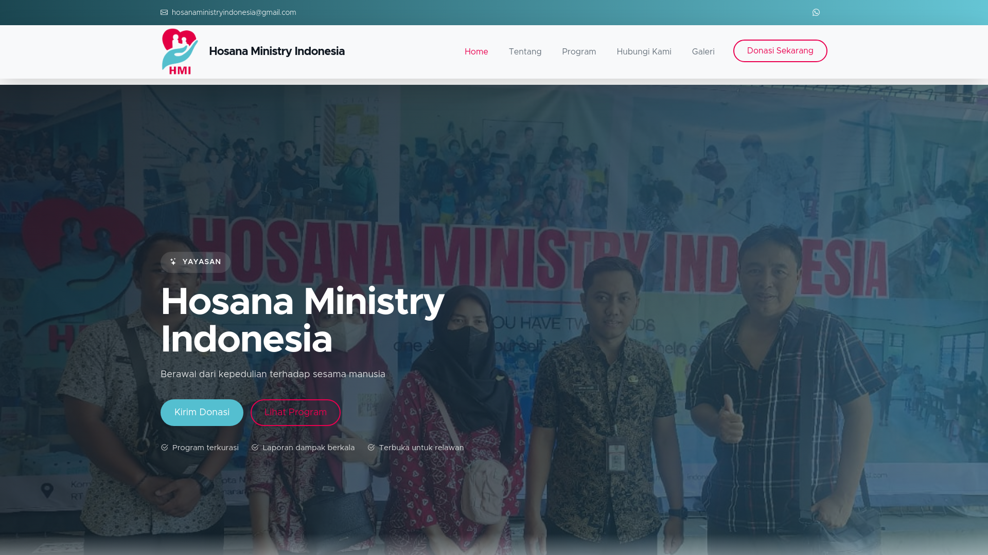 website screenshot of https://hosana-ministry-indonesia.com