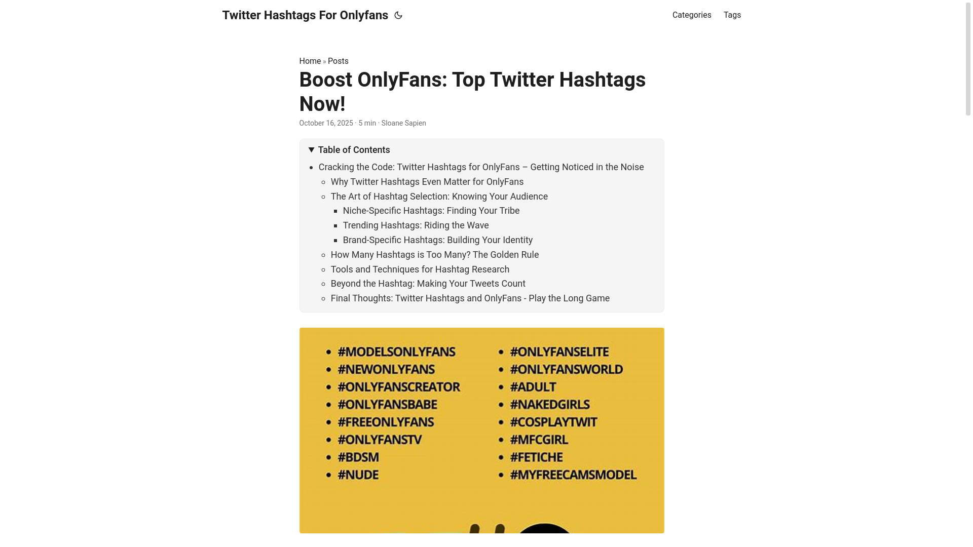 website screenshot of https://twitter-hashtags-for-onlyfans.pages.dev/