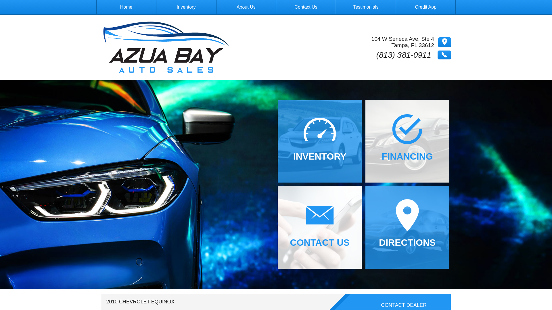 website screenshot of https://azuabayautosales.com