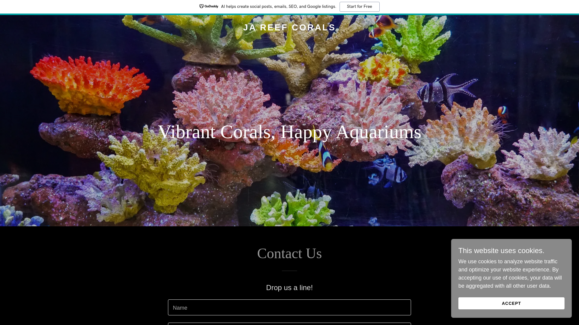 website screenshot of https://jareefcorals.com/