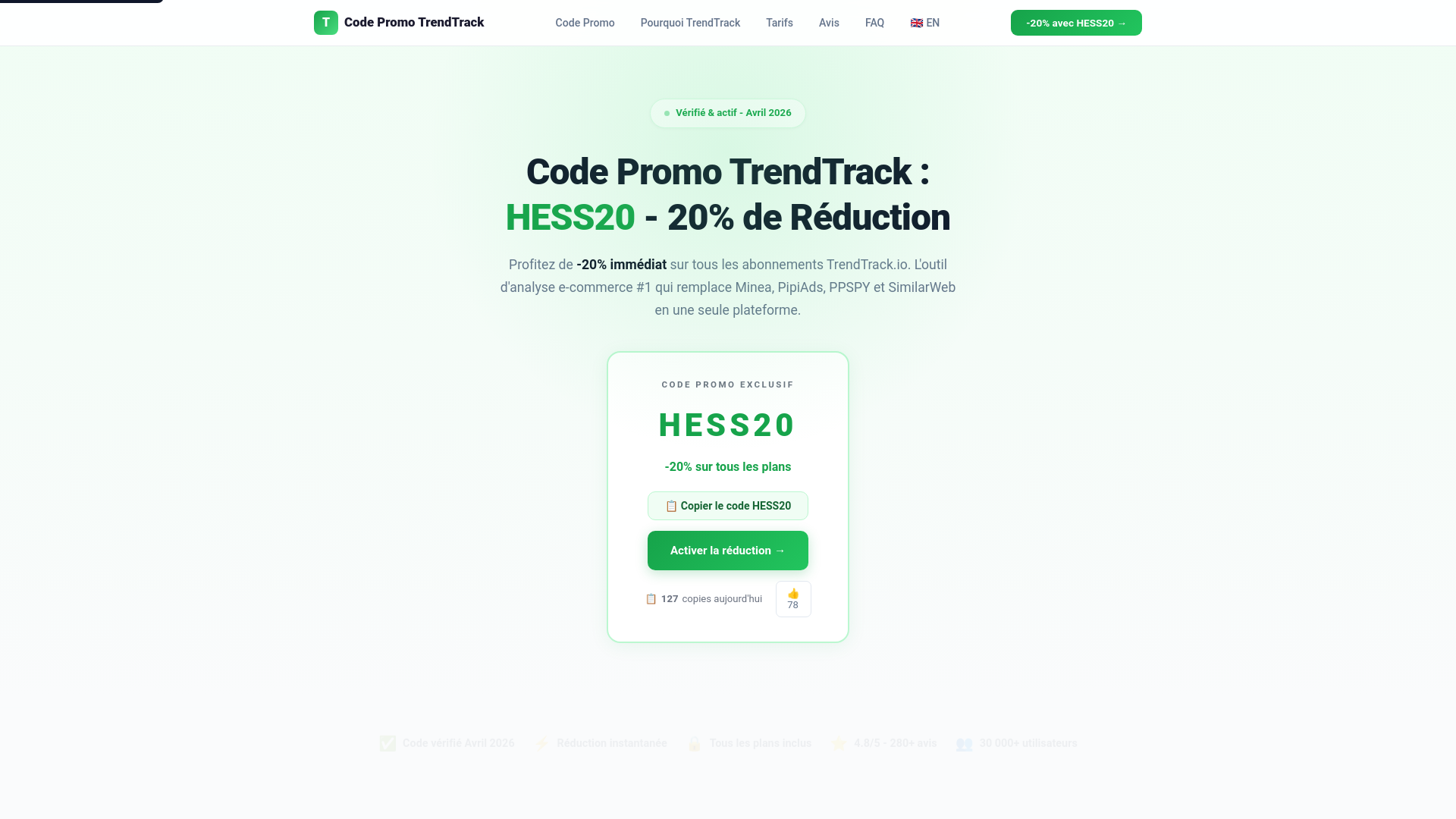 website screenshot of https://code-promo-trendtrack.com/