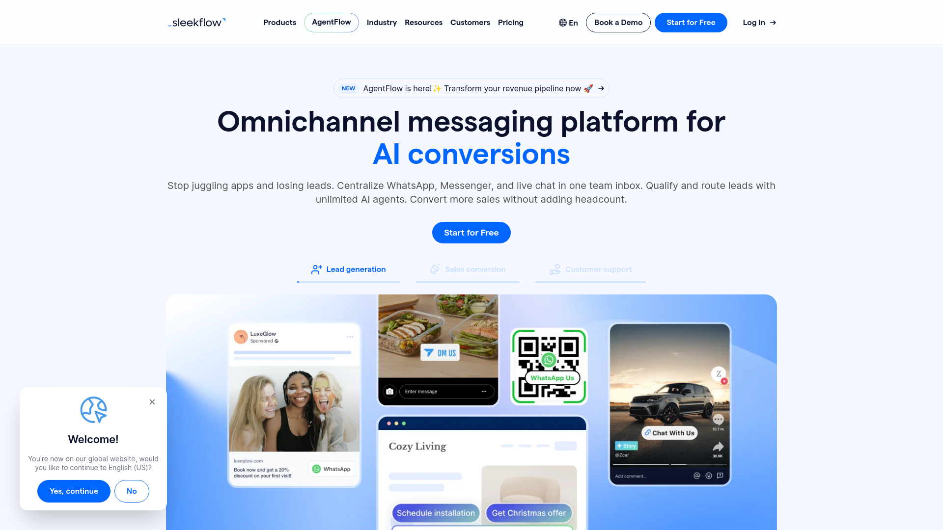 website screenshot of https://thesleekflow.com