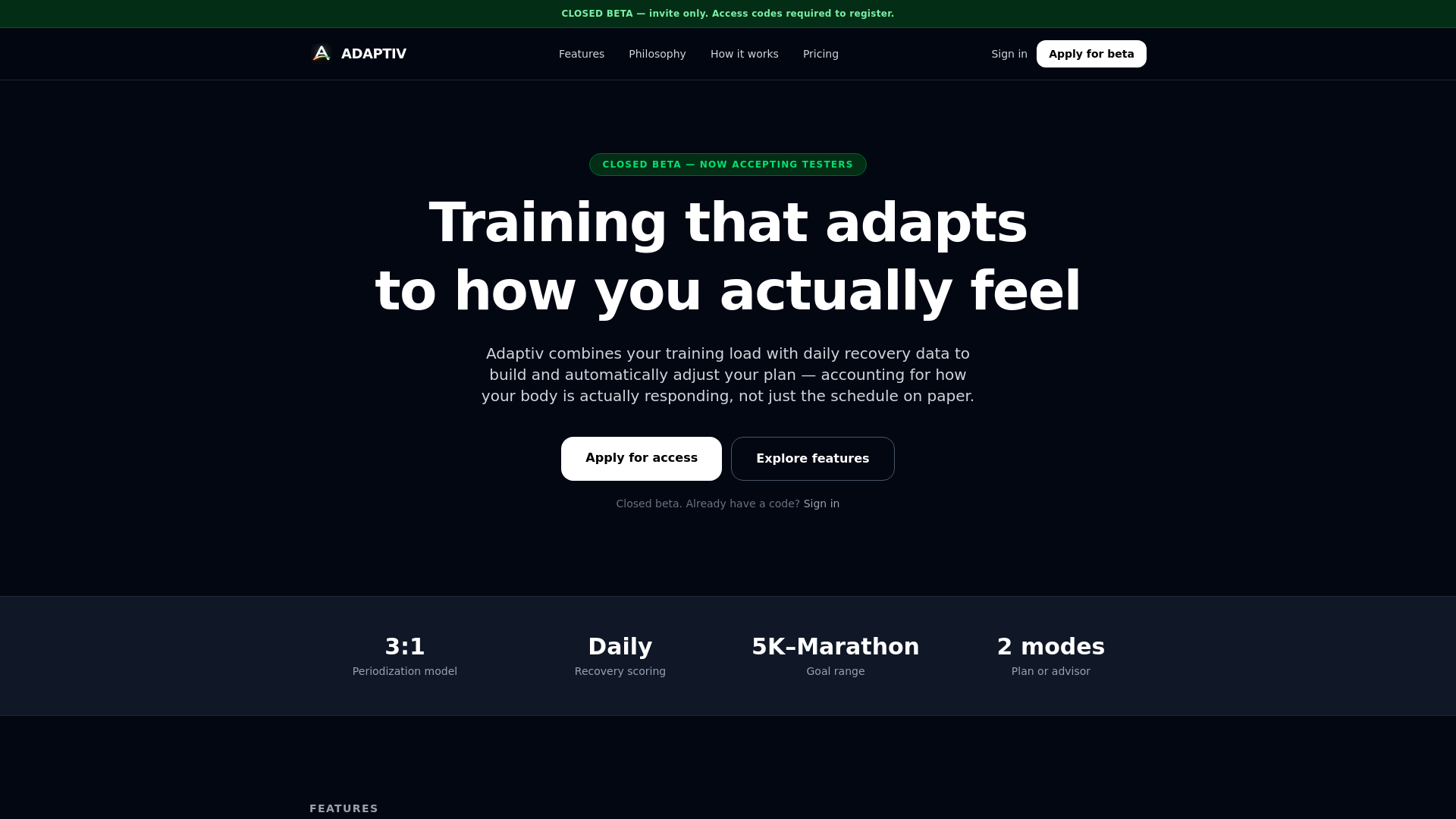 website screenshot of https://trainadaptiv.com/