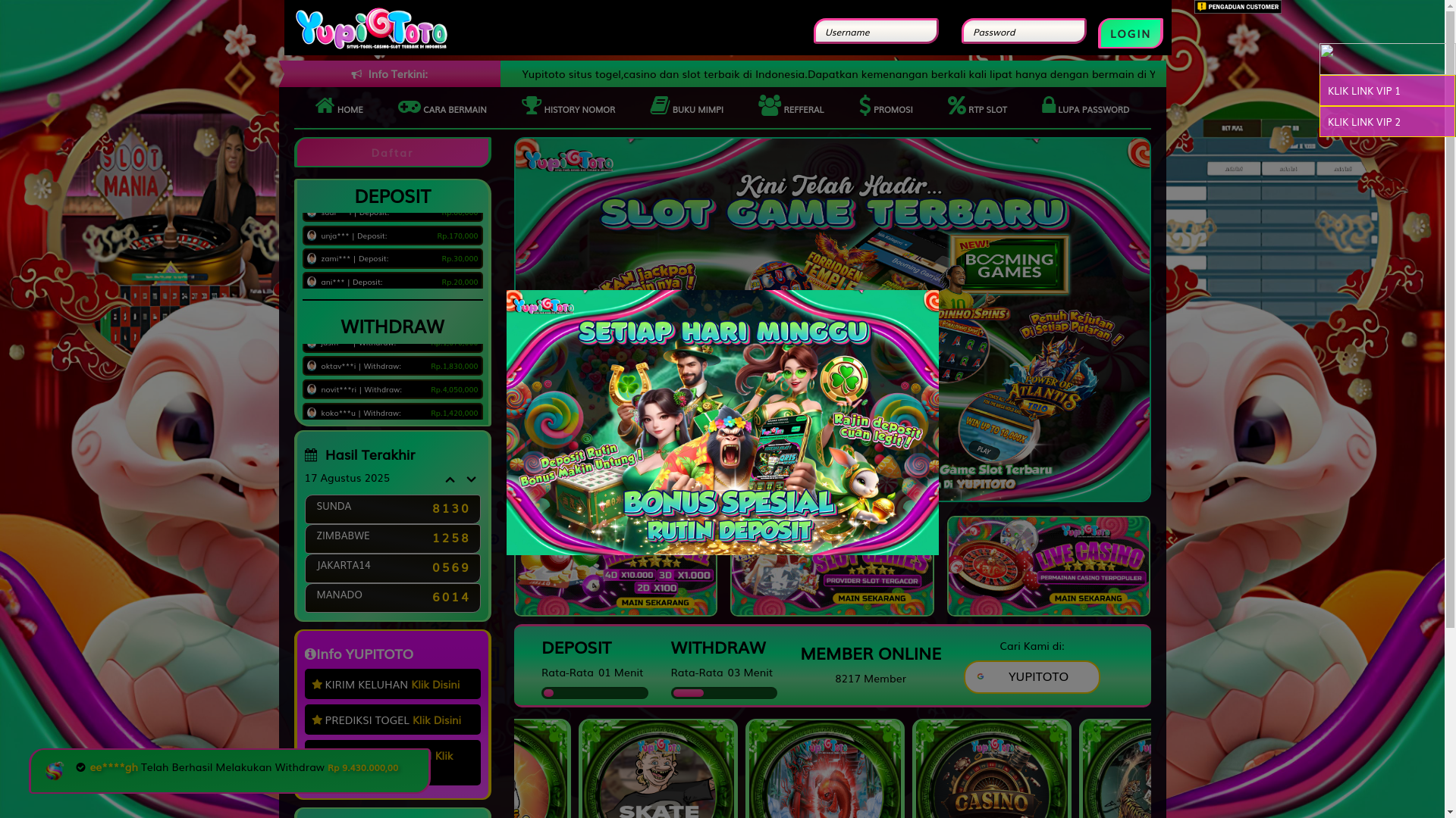 website screenshot of https://yupimacao.live/