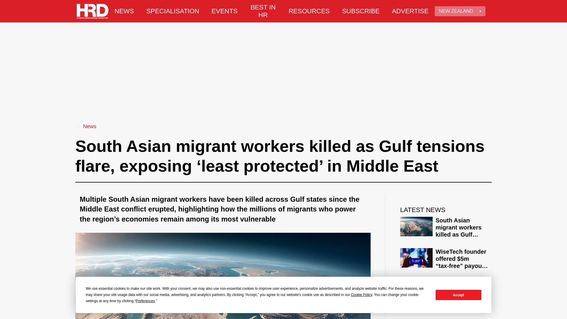 website screenshot of https://www.hcamag.com/nz/news/general/south-asian-migrant-workers-killed-as-gulf-tensions-flare-exposing-least-protected-in-middle-east/569410