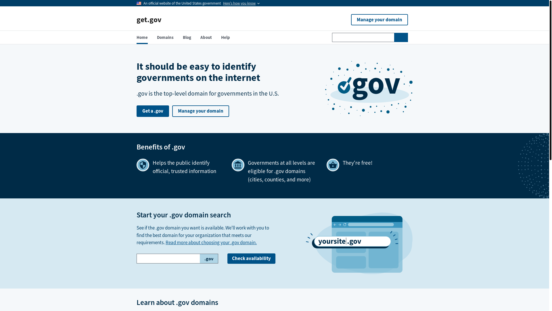 website screenshot of https://get.gov/