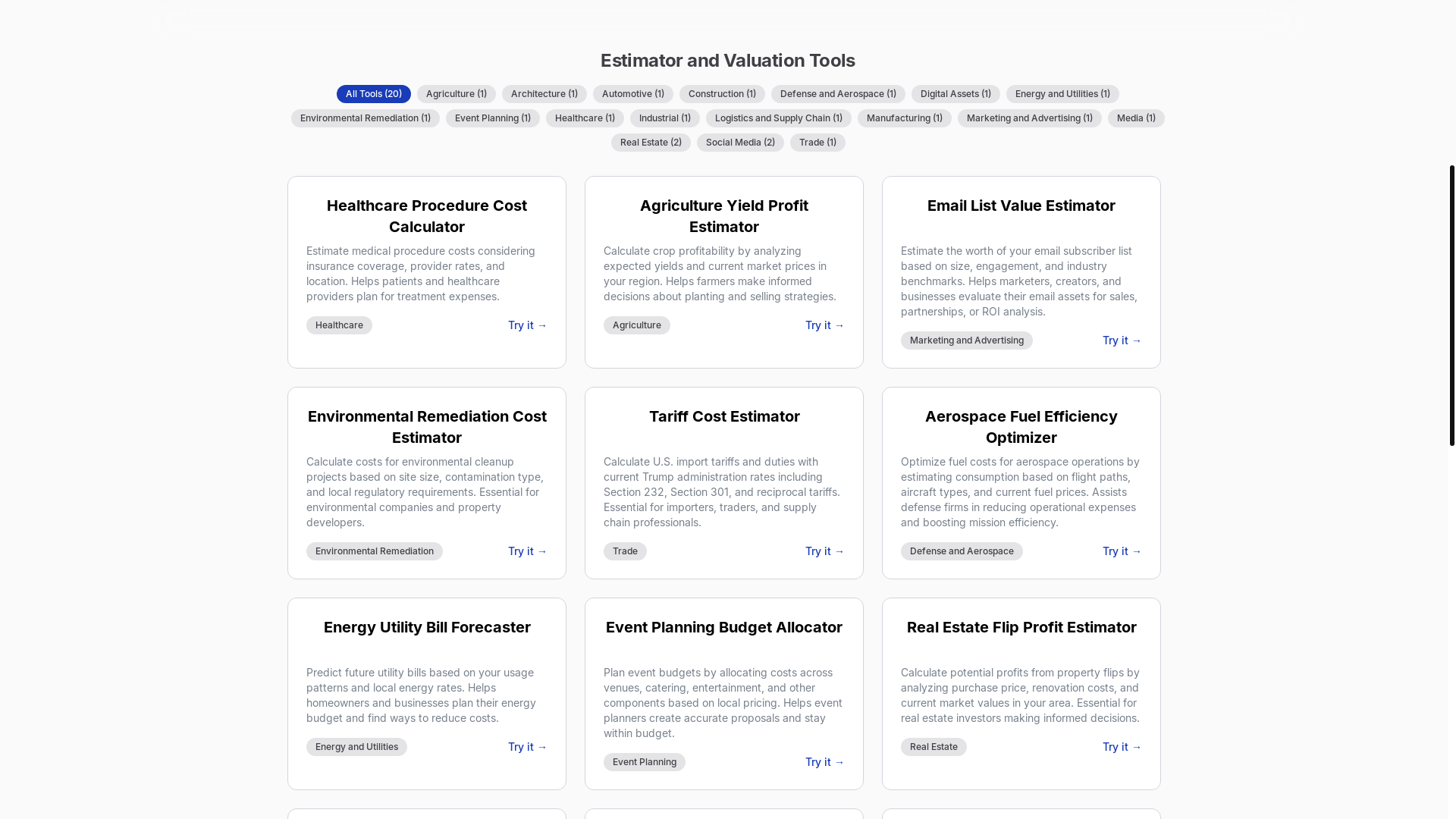 website screenshot of https://microestimate.com/