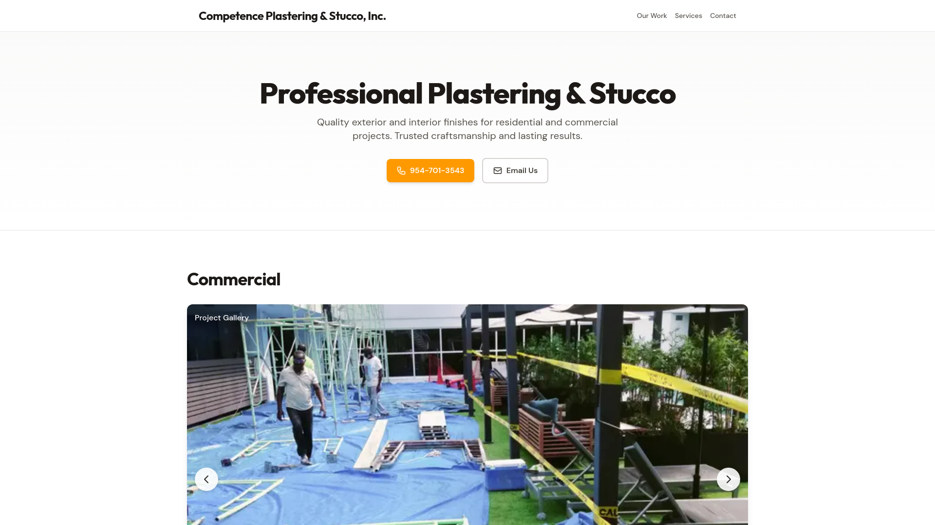 website screenshot of https://competenceplastering.com/