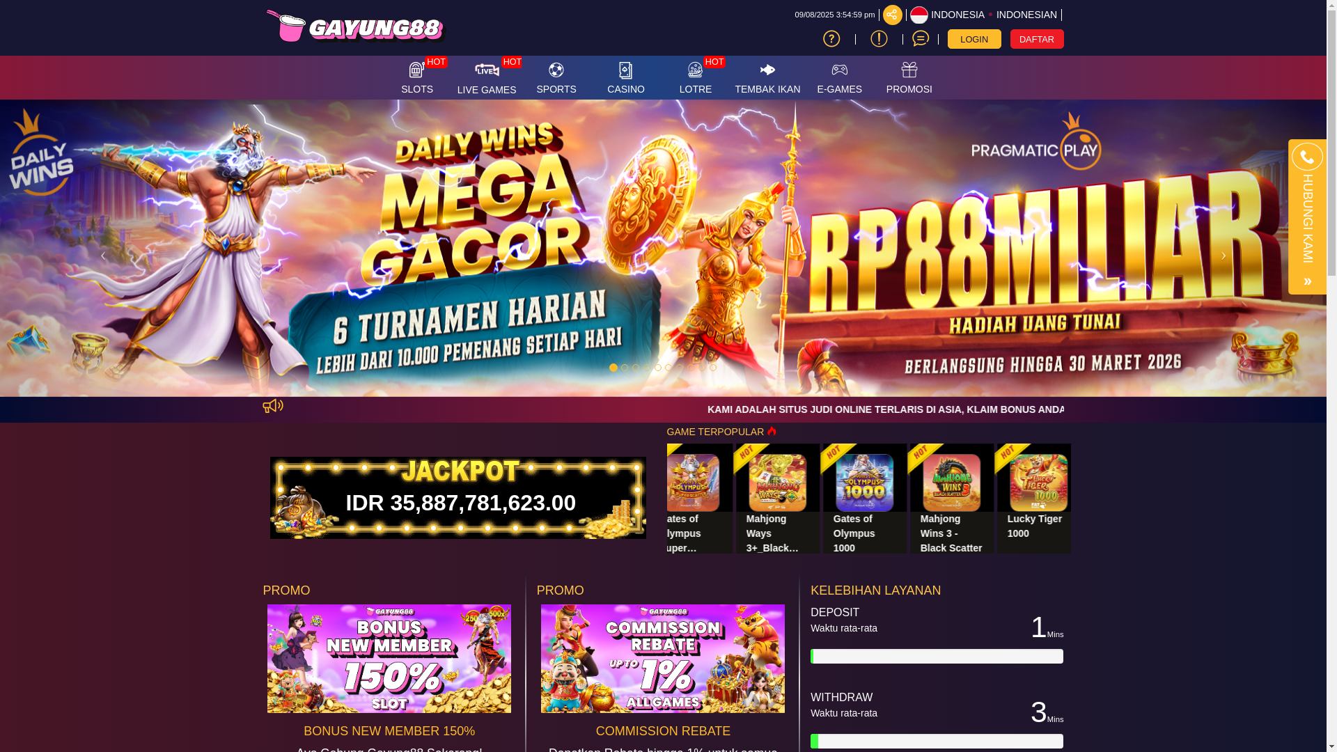 website screenshot of https://gayung88hebat.cfd/