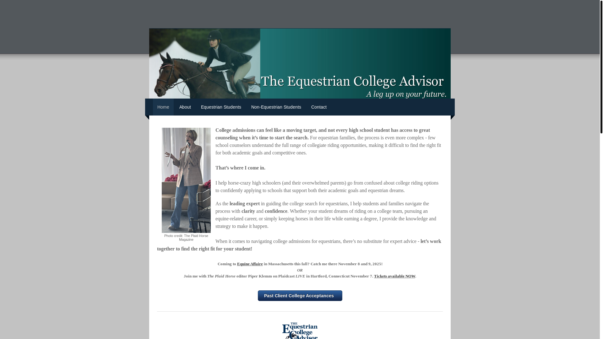 website screenshot of https://equestriancollegecompendium.com/