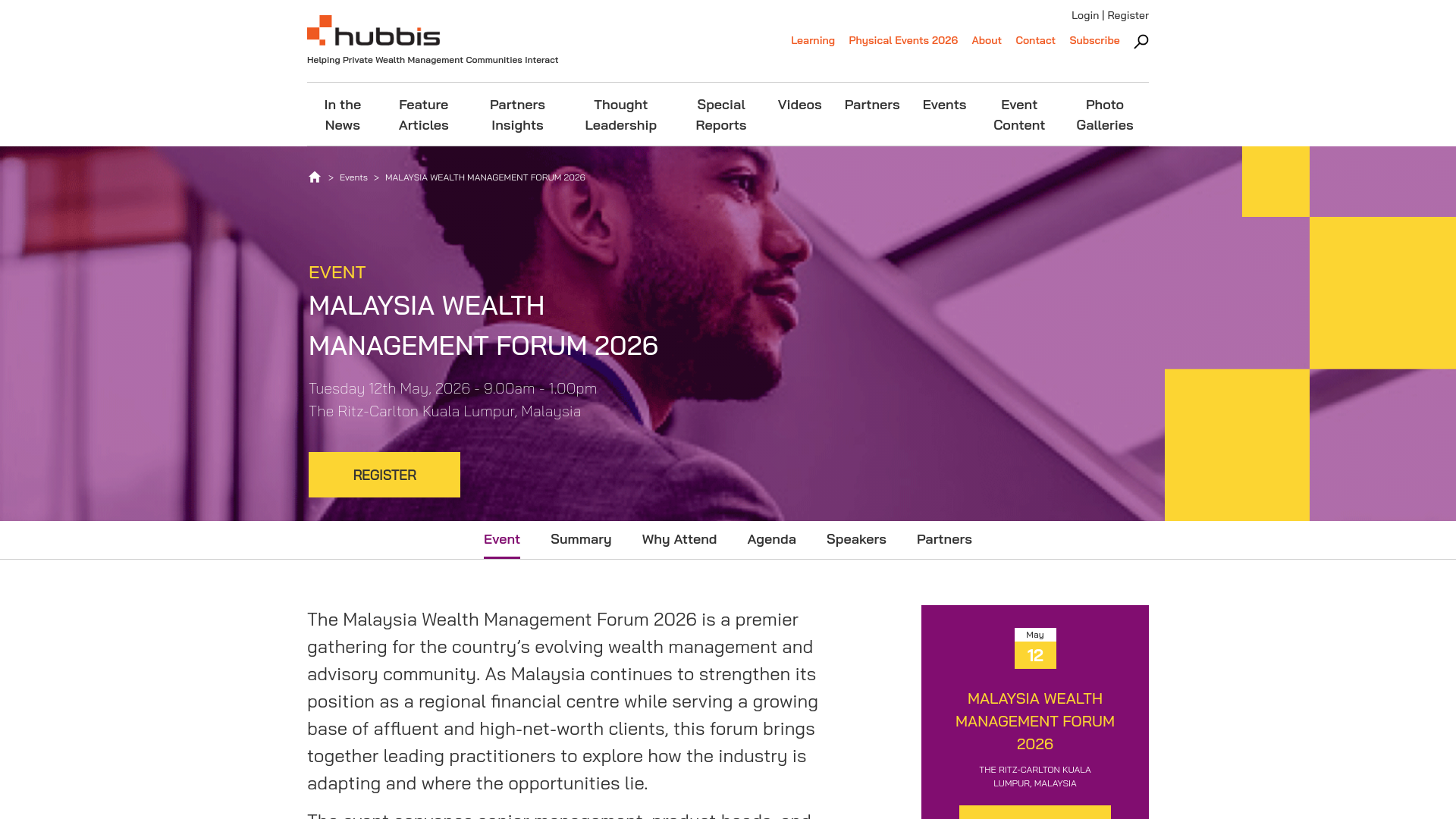 website screenshot of https://www.hubbis.com/event/malaysia-wealth-management-forum-2026-2026-5-12/