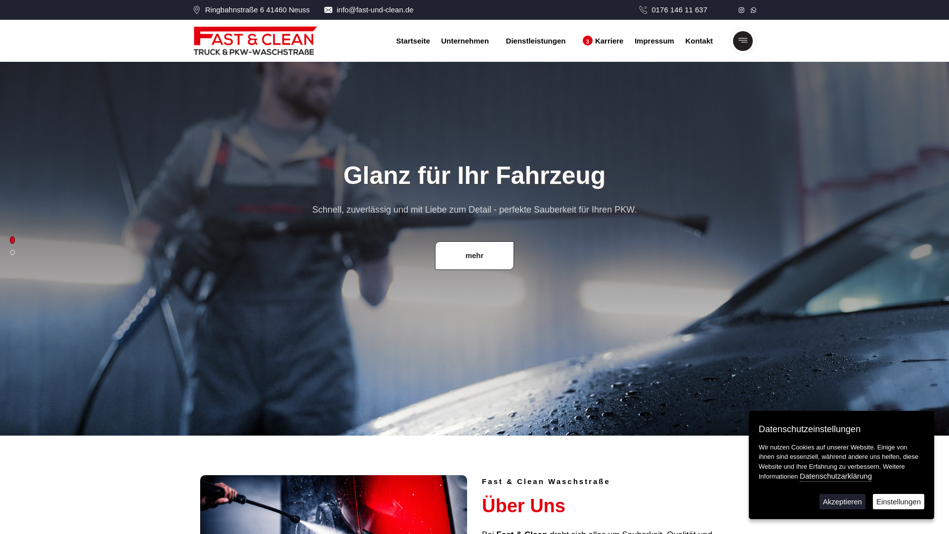 website screenshot of https://fast-und-clean.de/
