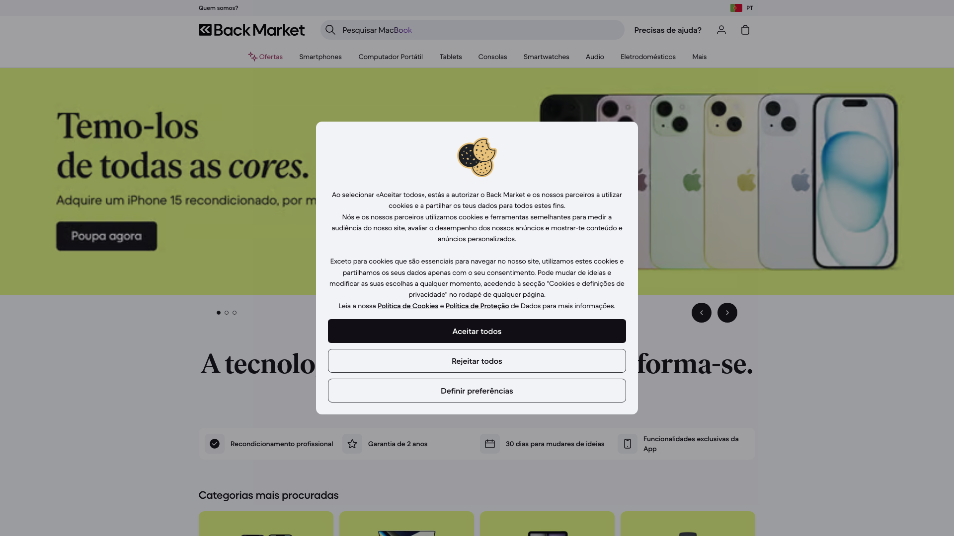 website screenshot of https://www.backmarket.pt