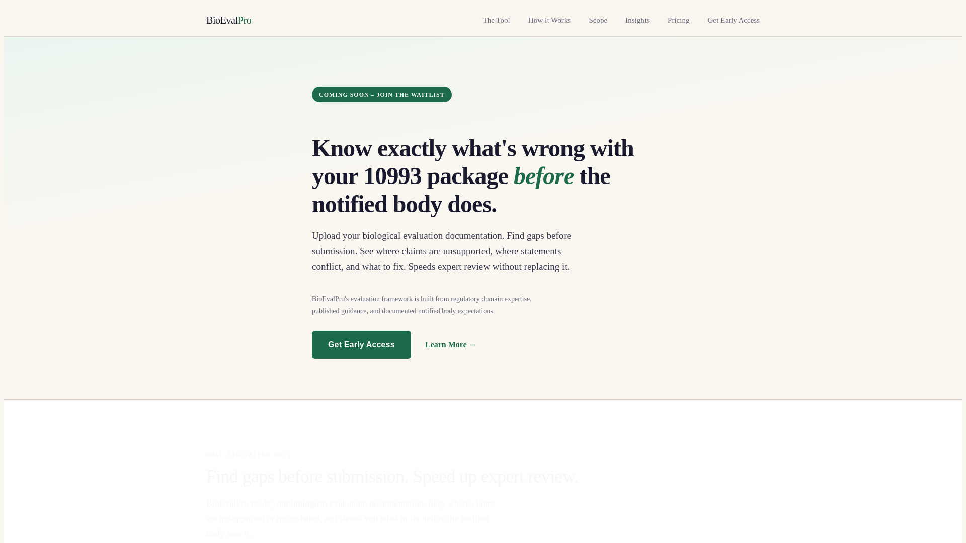 website screenshot of https://bioevalpro.com/