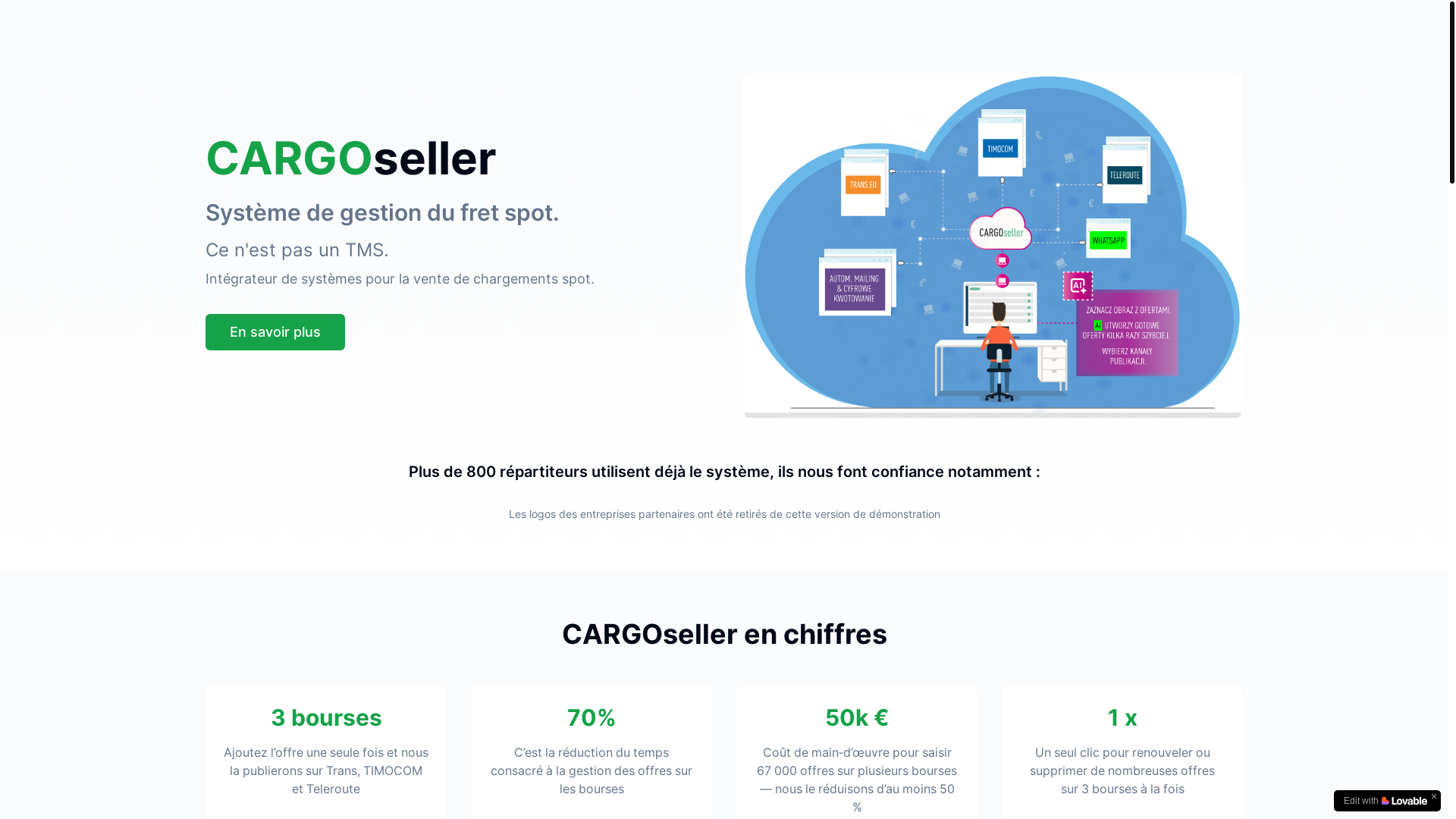 website screenshot of https://cargoseller.fr/