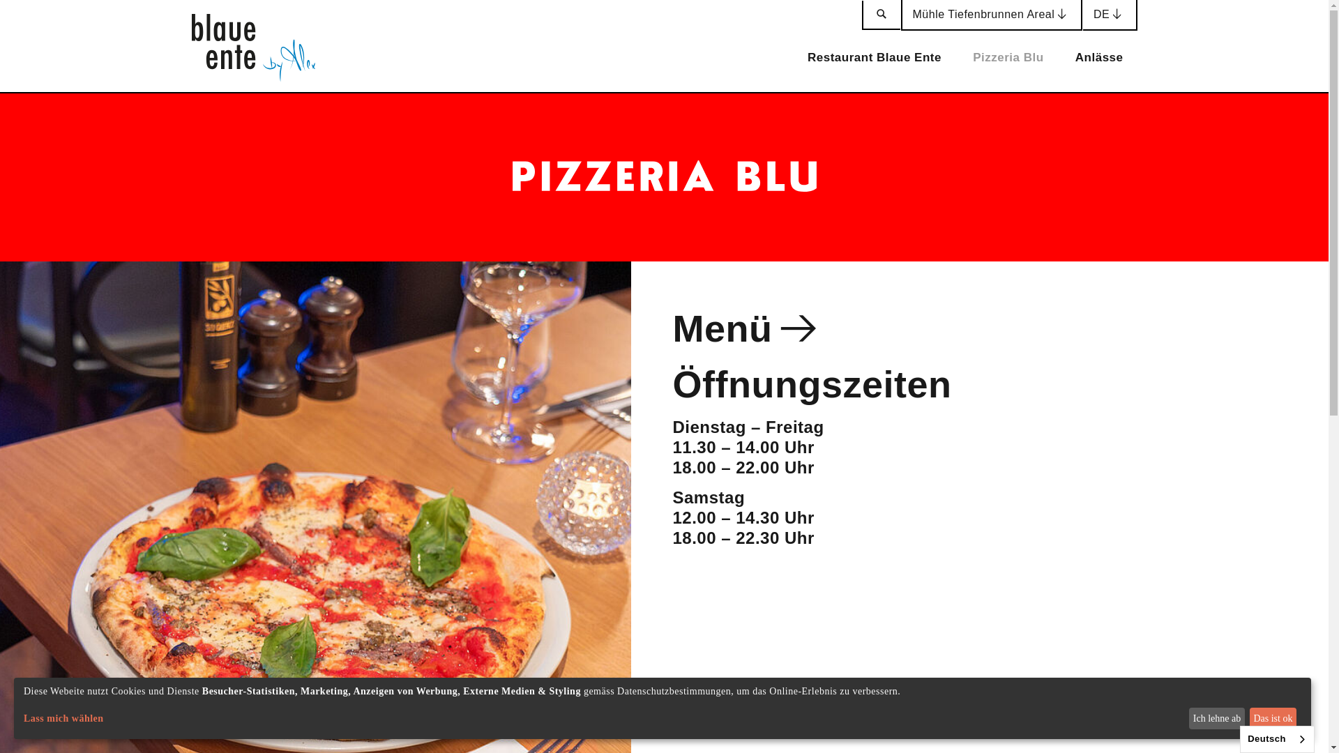 website screenshot of https://pizzeriablu.ch/