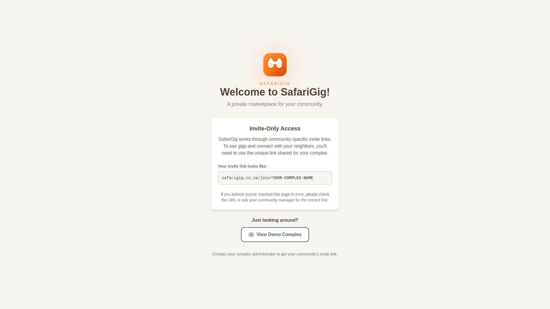 website screenshot of https://safarigig.co.za/