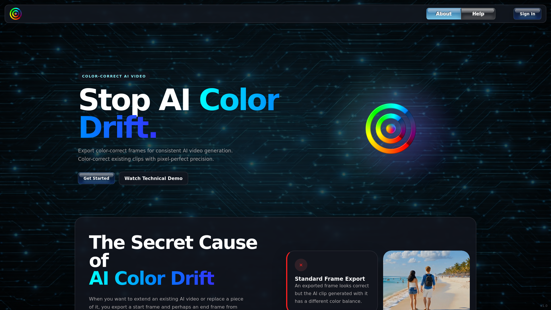 website screenshot of https://colorcorrect.io