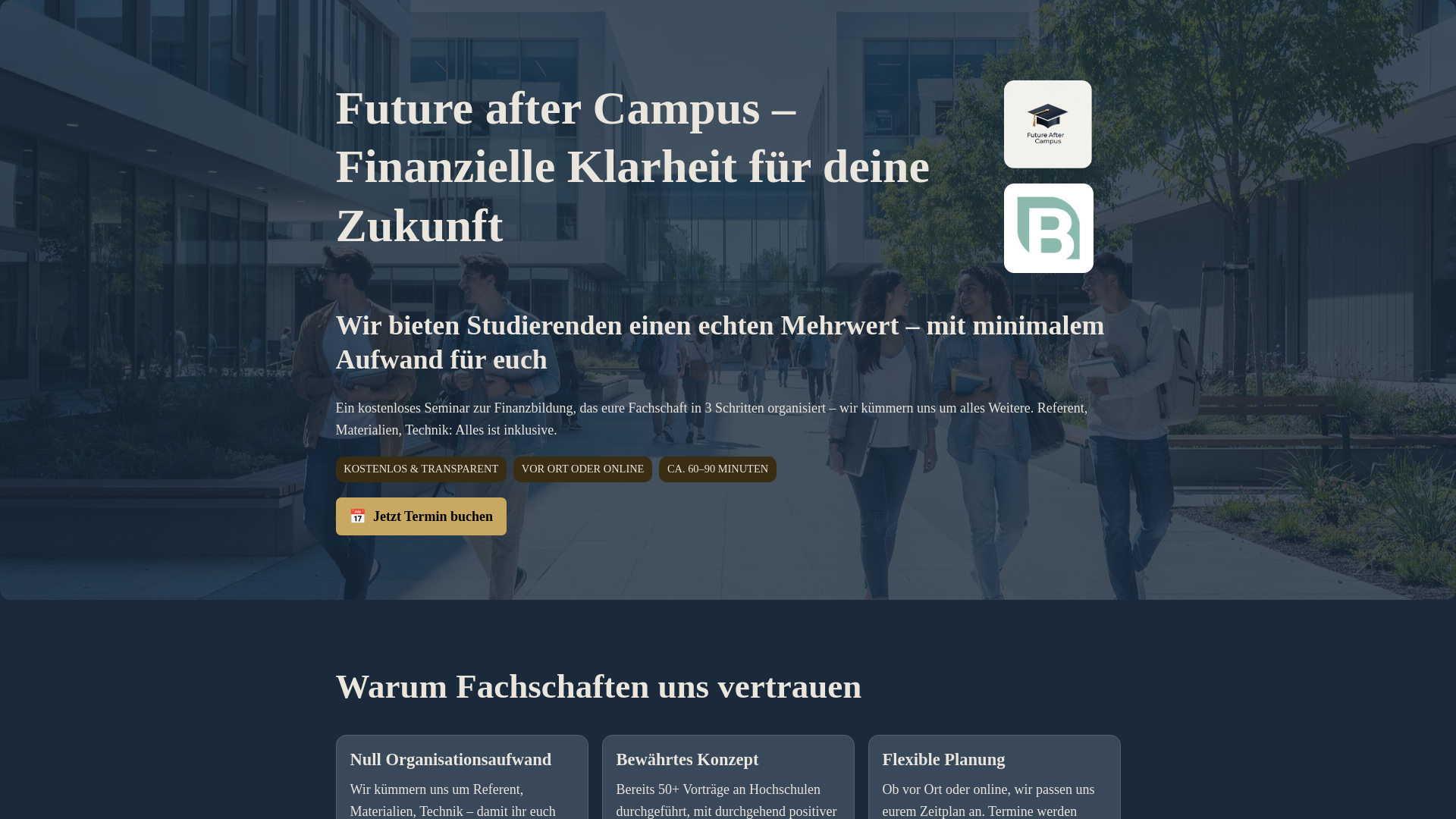 website screenshot of https://future-after-campus.de