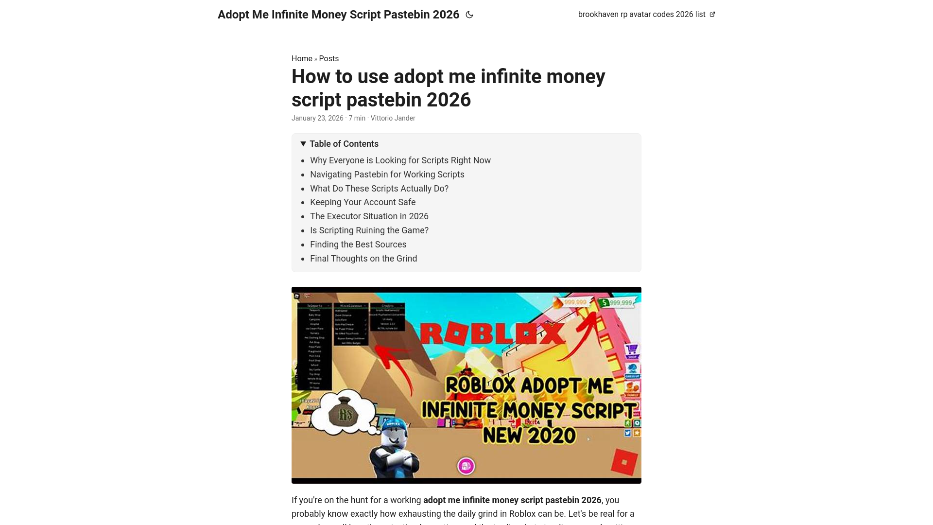 website screenshot of https://adopt-me-infinite-money-script-pastebin-2026.pages.dev/