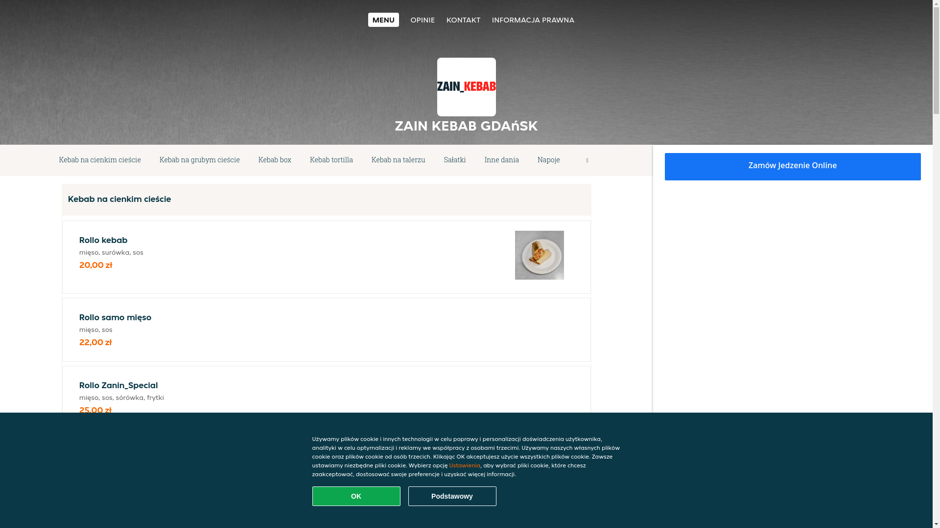 website screenshot of https://zain-kebab-gdansk.pl/