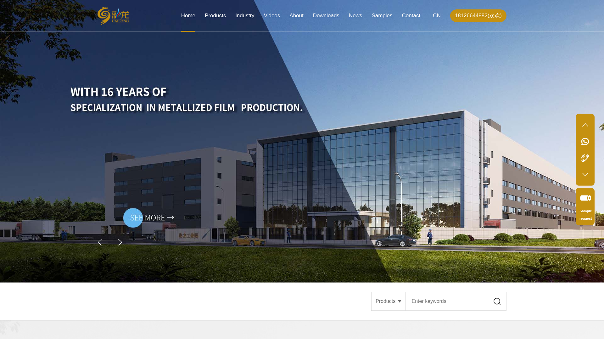 website screenshot of https://cailongfilm.com/