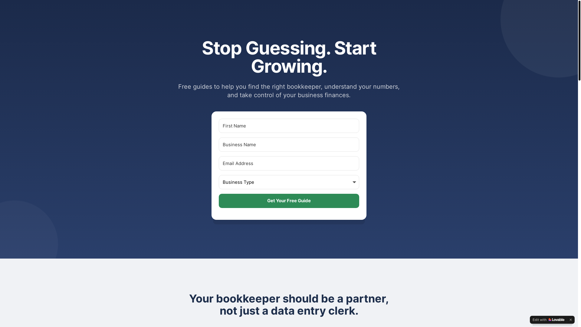 website screenshot of https://bookkeeperblueprints.com/