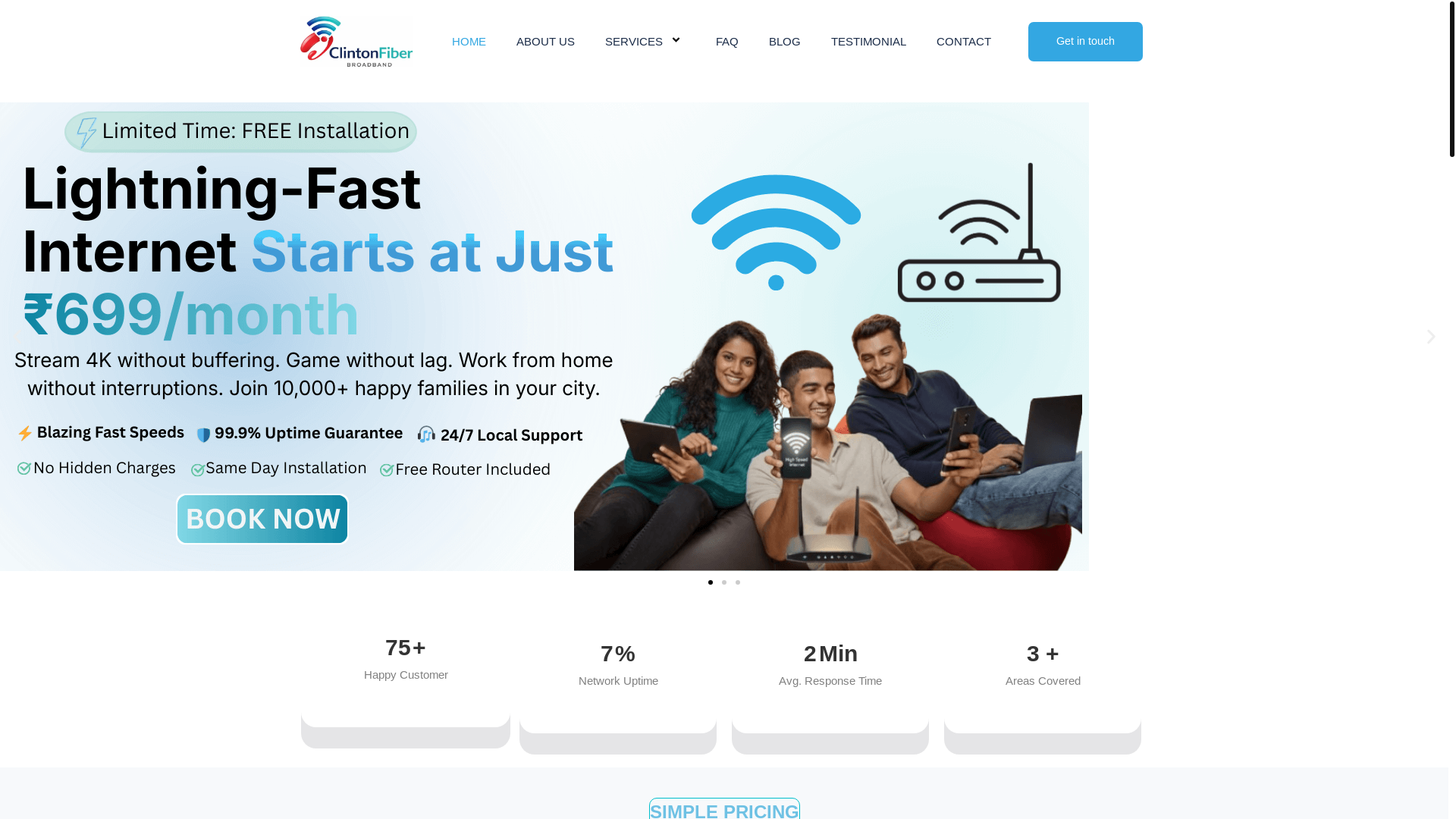 website screenshot of https://clintonfiberbroadband.com/