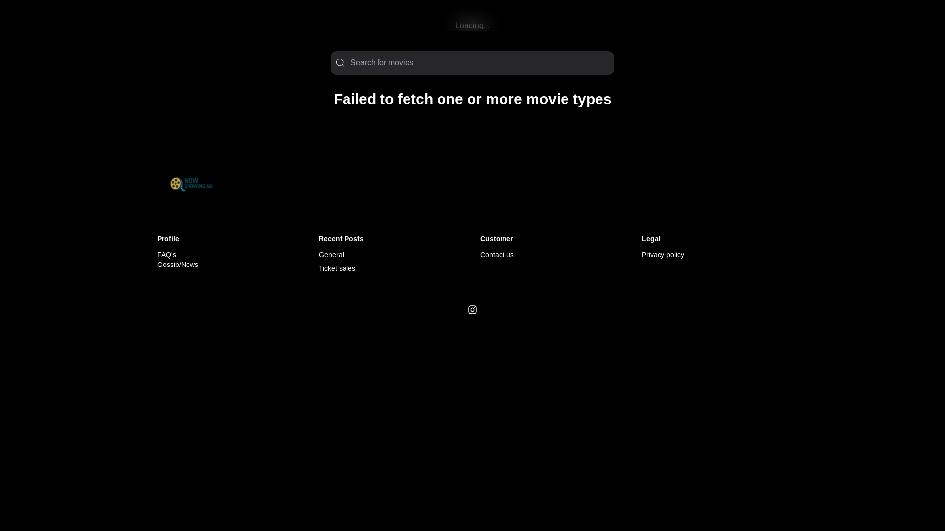 website screenshot of https://nowshowing.ng/