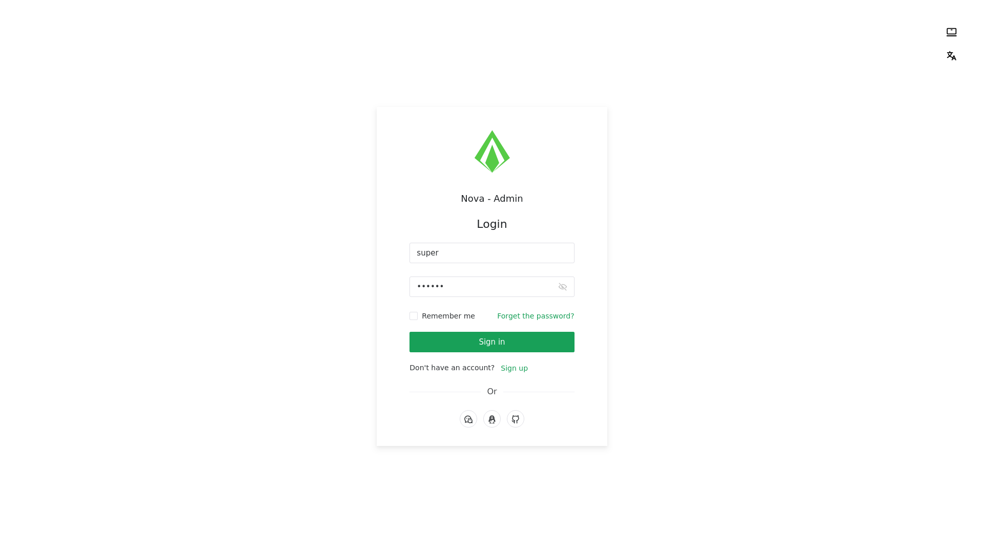 website screenshot of https://nova-admin.pages.dev/