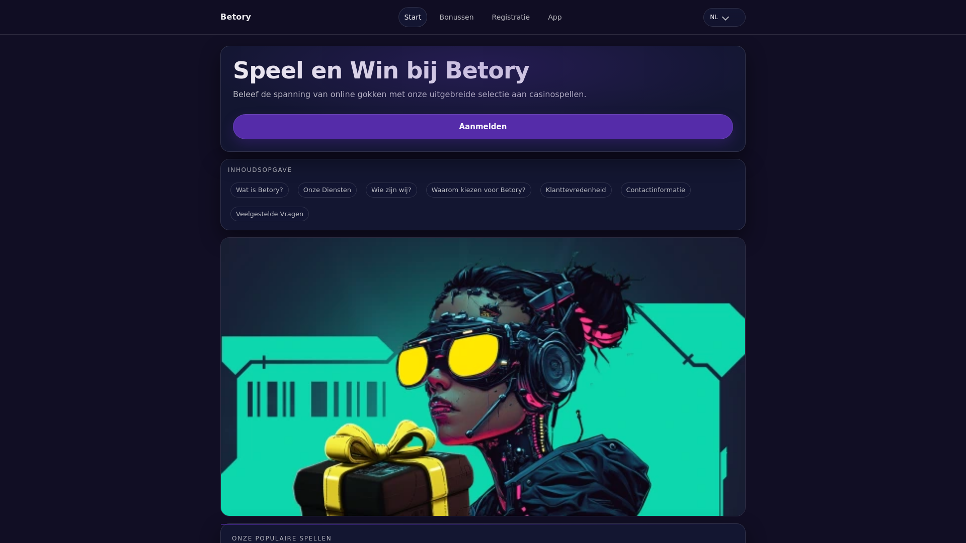 website screenshot of https://betory-casino.fun