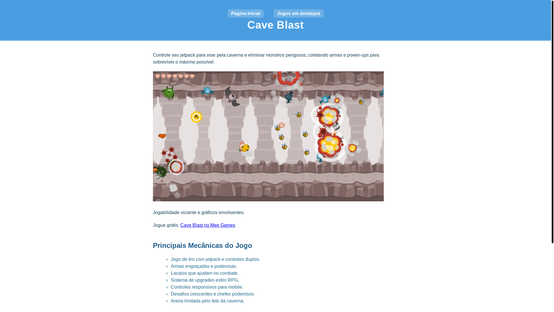 website screenshot of https://caveblast.pages.dev/