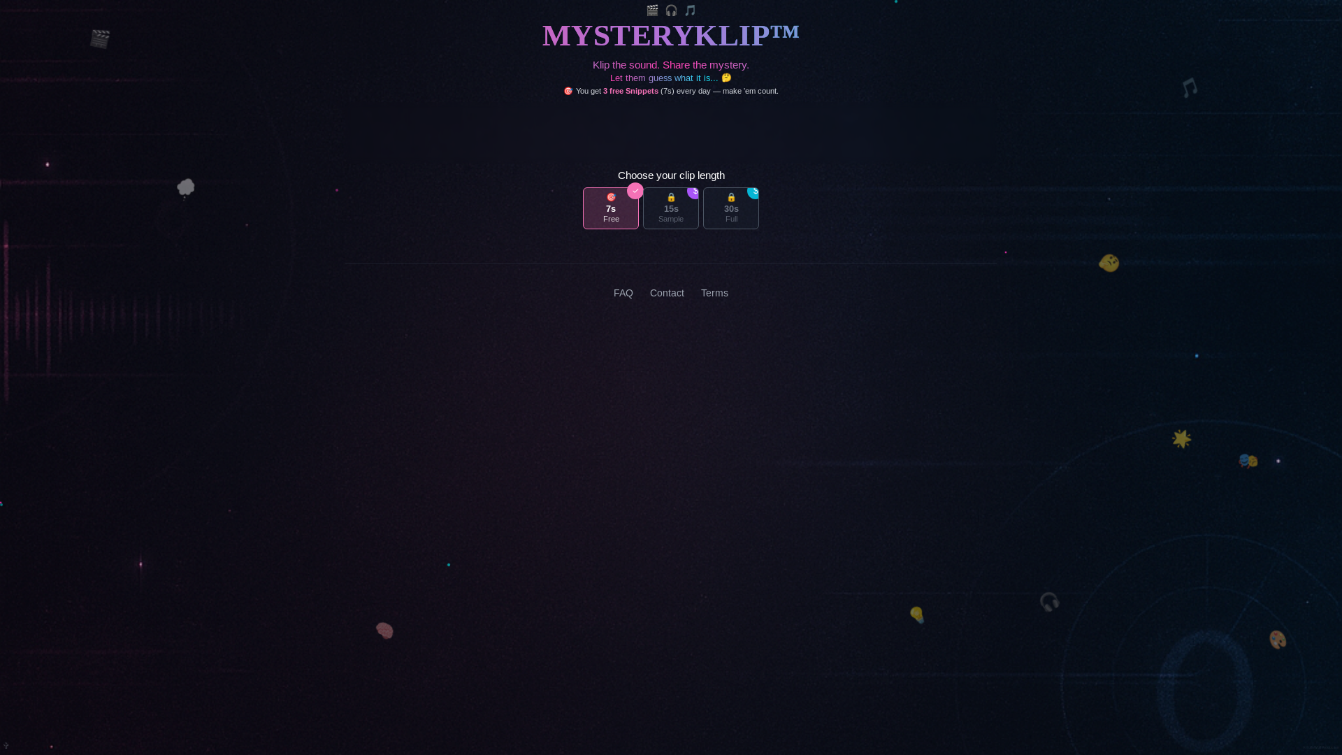 website screenshot of https://mysteryklip.com/