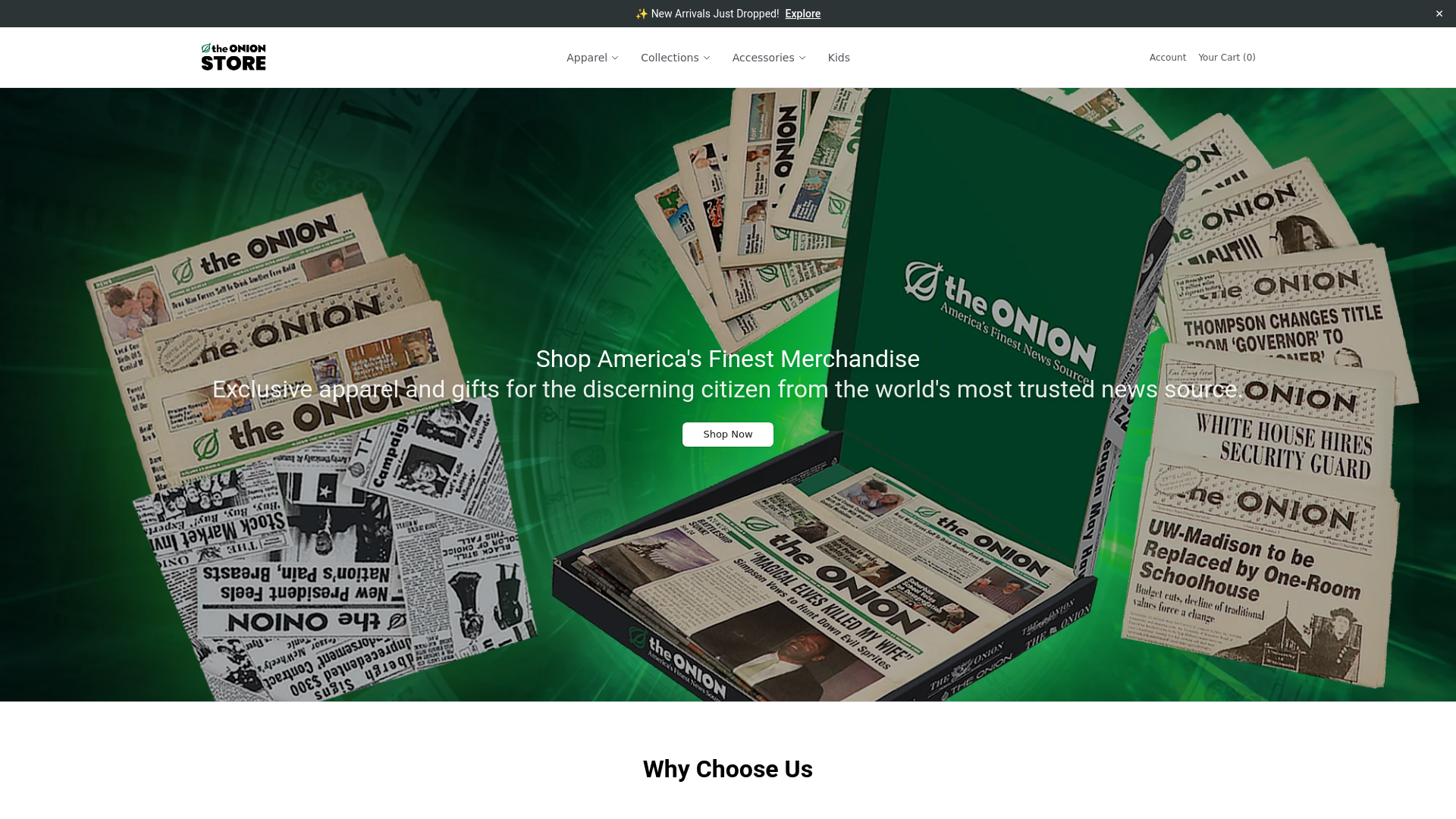 website screenshot of https://theonioncollection.shop/