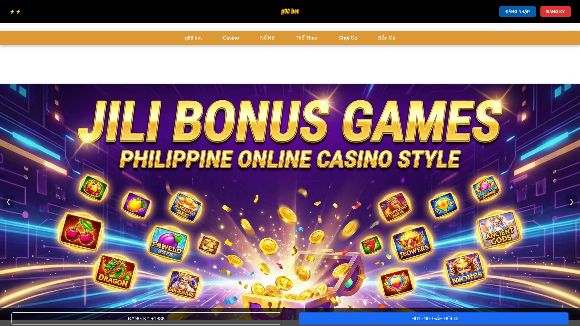 website screenshot of https://g88-bet.com