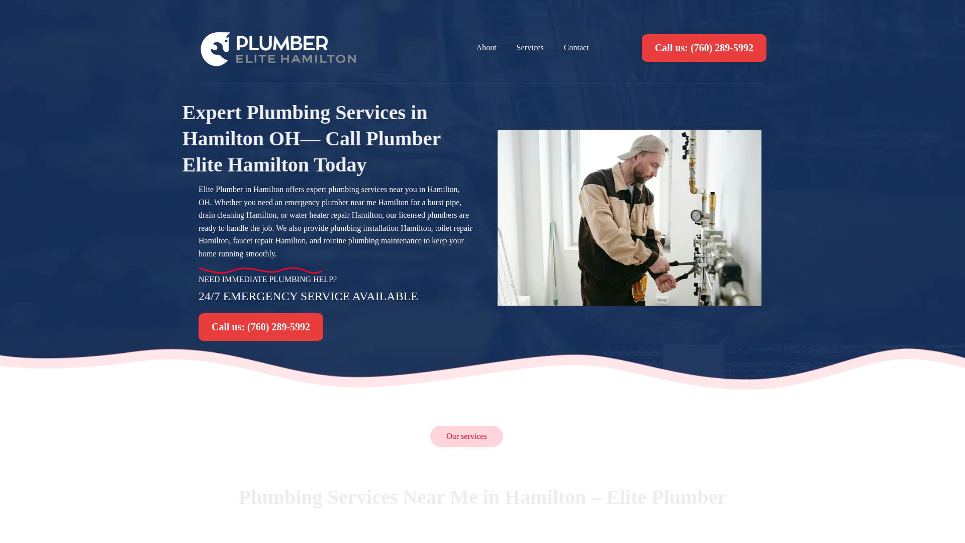 website screenshot of https://plumberelitehamilton.com
