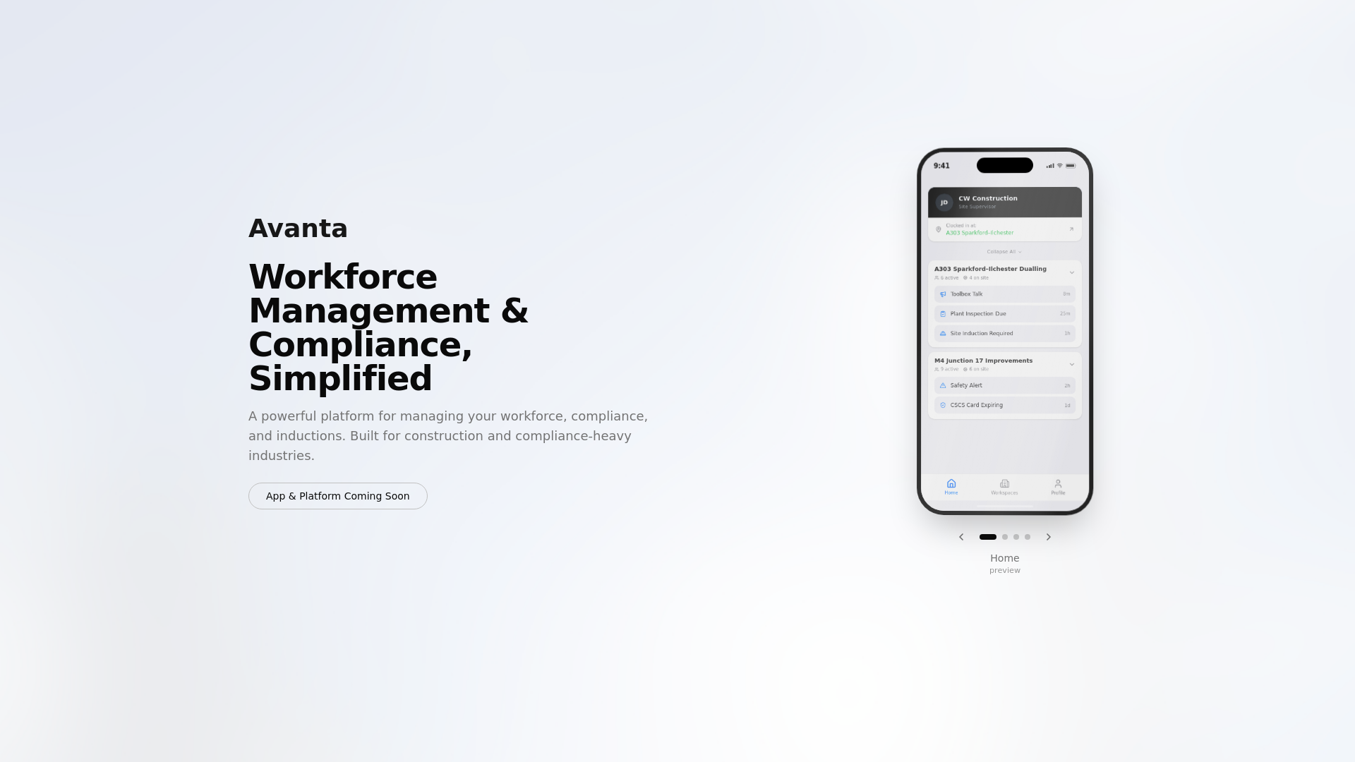 website screenshot of https://avanta-prelaunch.pages.dev/